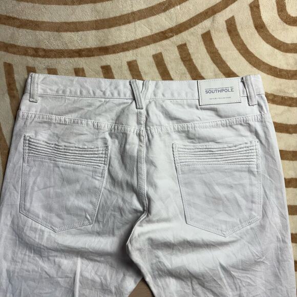 SOUTHPOLE • WHITE MOTO BIKER RIBBED JEANS - Picture 4 of 6